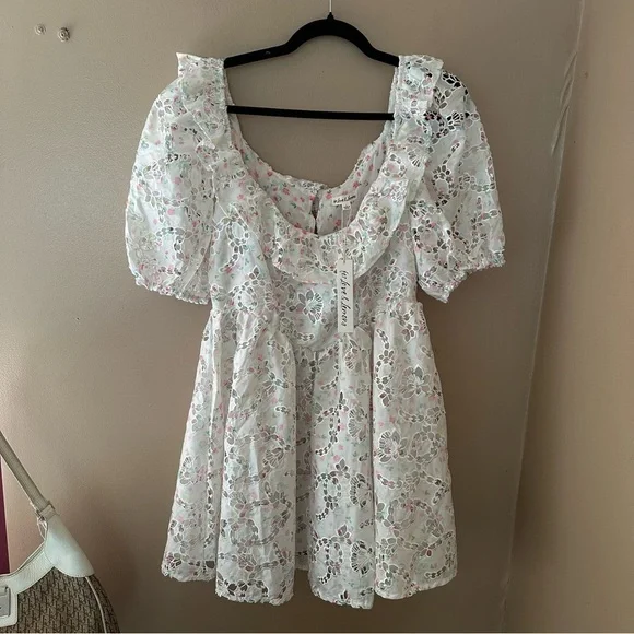for love & lemons magnolia mini dress For Love & Lemons Magnolia Mini Dress Midnight Blossom Blue Floral Small  Cottage